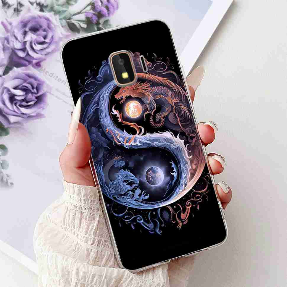For Samsung Galaxy J2 Core 2018 Case Flower Dragon Soft Silicone TPU Back Cover For Samsung J2 Core J2 Pro 2018 Phone Cases Bags