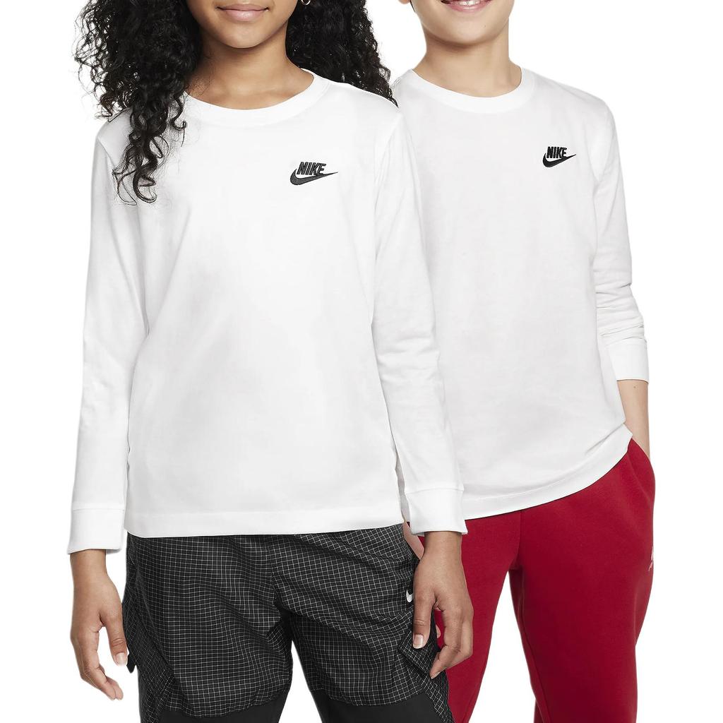 Nike Sportswear Soft And Breathable Long Sleeve T-Shirt Kids Tops White FZ4946-100