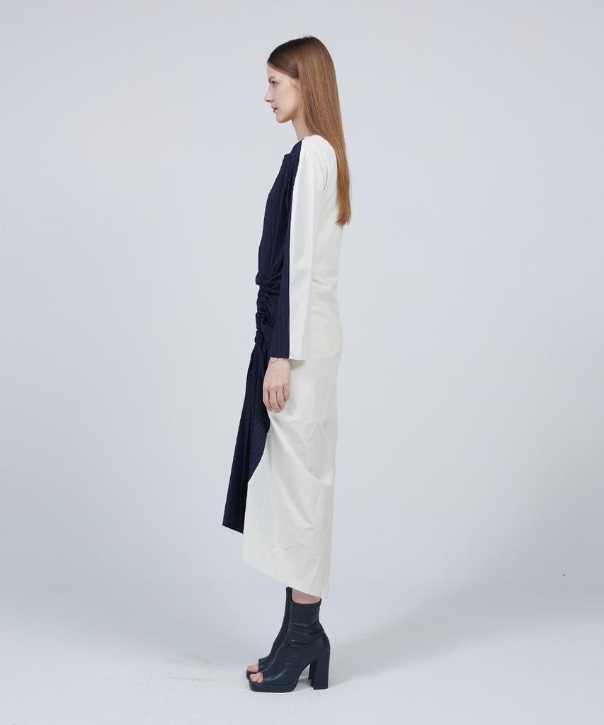 Meuameu [Essential] One-Side Shirring Half Dress