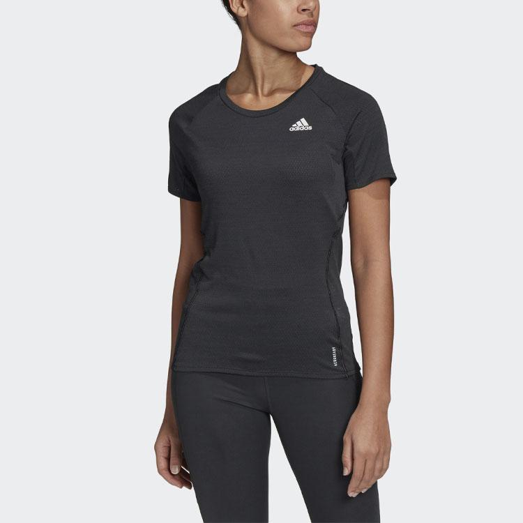Adidas Adi Runner Tee Running Sportswear Women Tops Black FM7641