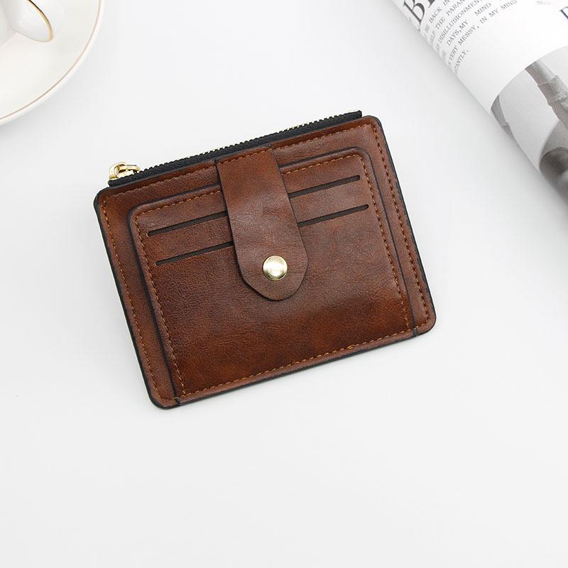 Vintage Small Men's Credit ID Card Holder Wallet Male Slim Leather Wallet with Coin Pocket Brand Purse for Men Women
