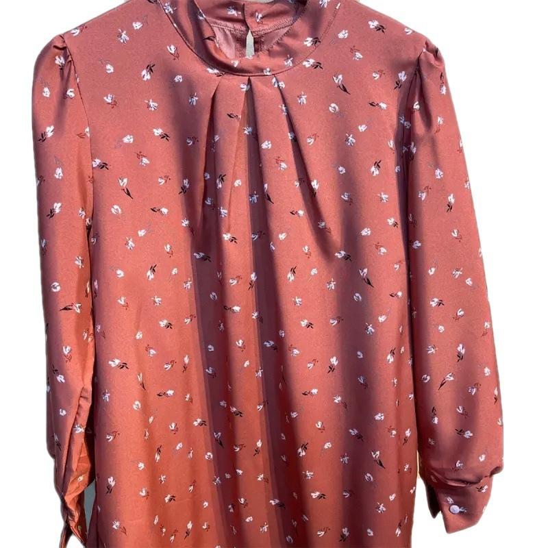 

Модная женская повседневная рубашка с длинными рукавами и воротником-стойкой с принтом и винтажным топом с цветочным принтом