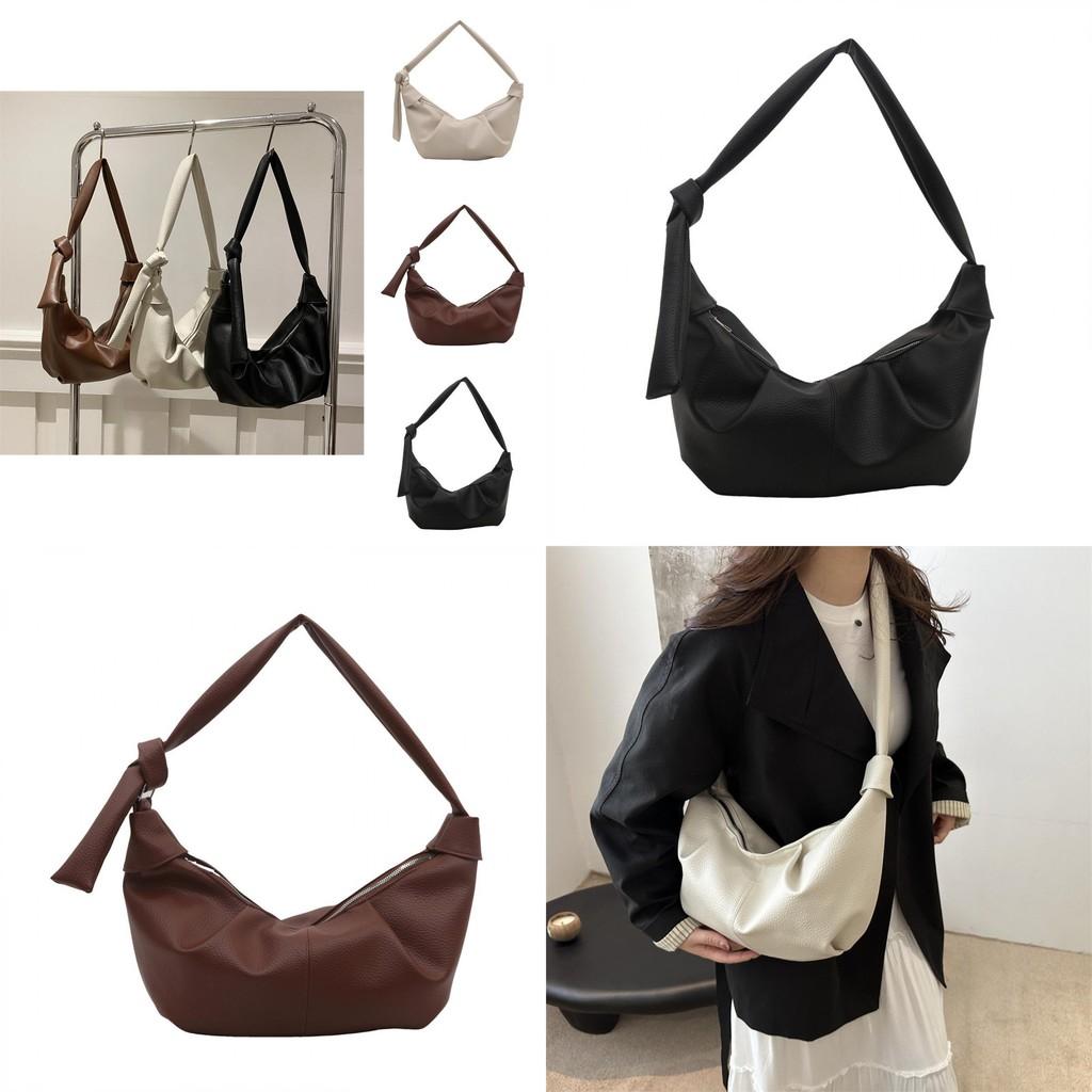 Fashionable Large Pu Dumpling Shoulder Bag With Pleated Design And Soft Texture
