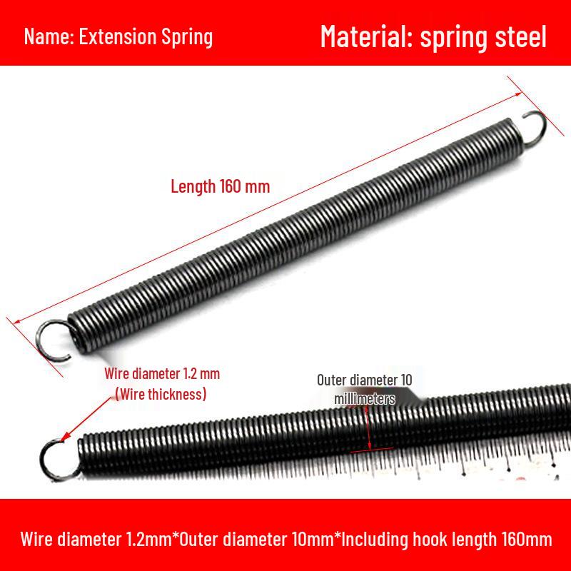 1.2mm Wire Extension Spring with Hook - Soft Tensile Force Spring Accessory
