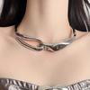 High-Polished Finish Industrial Link Choker Molten Metal Collar  Edgy Streetwear Look