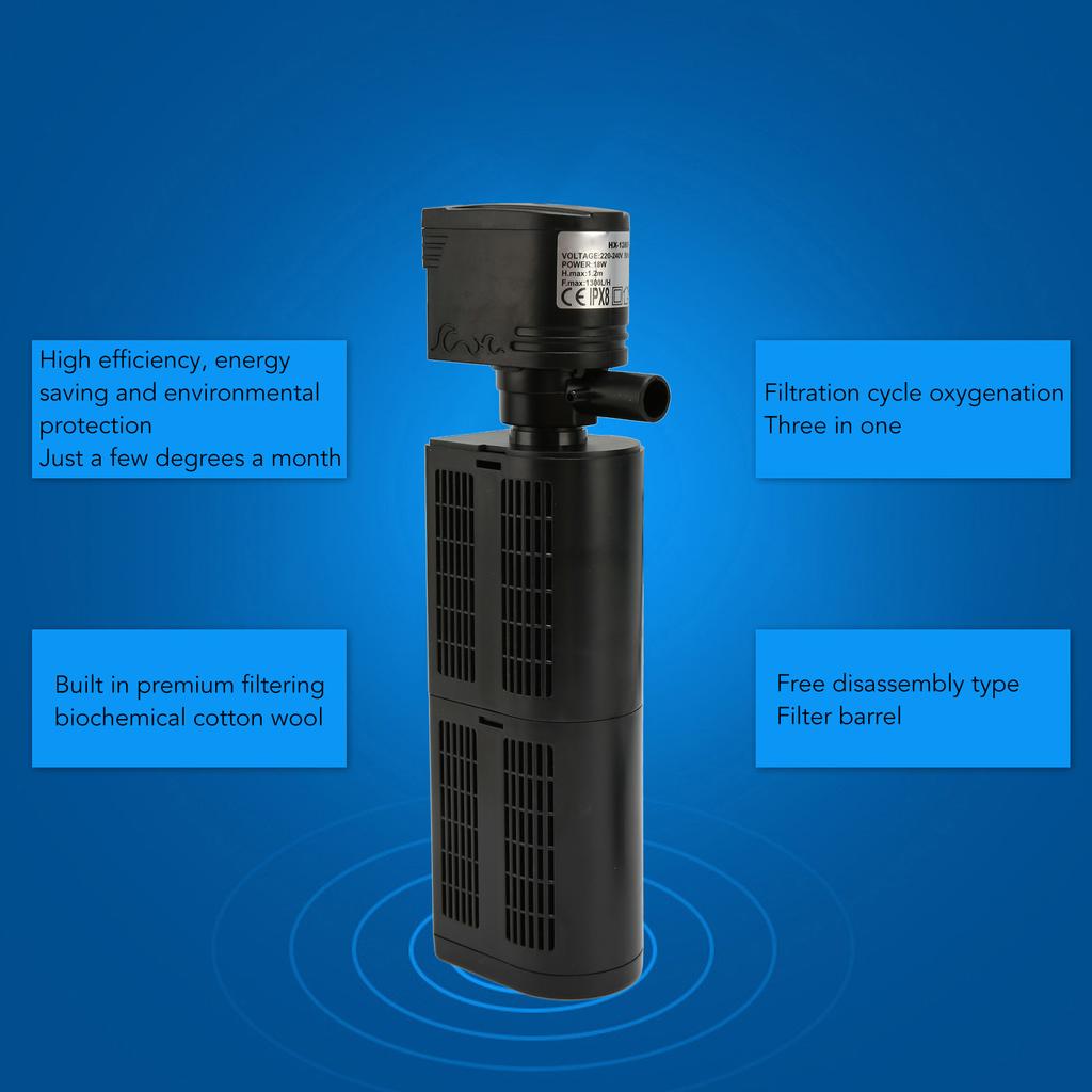 Aquarium Filter 3 in 1 Filtration Circulation Oxygenation Internal Fish Filter Pump 220 V