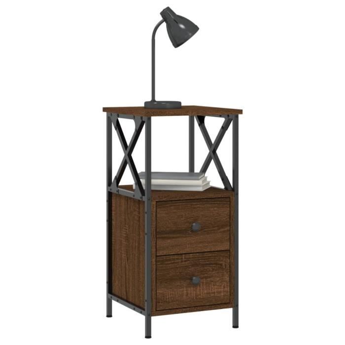 VidaXL Bedside Table Brown Oak 34x35.5x70 Cm Engineered Wood 825951