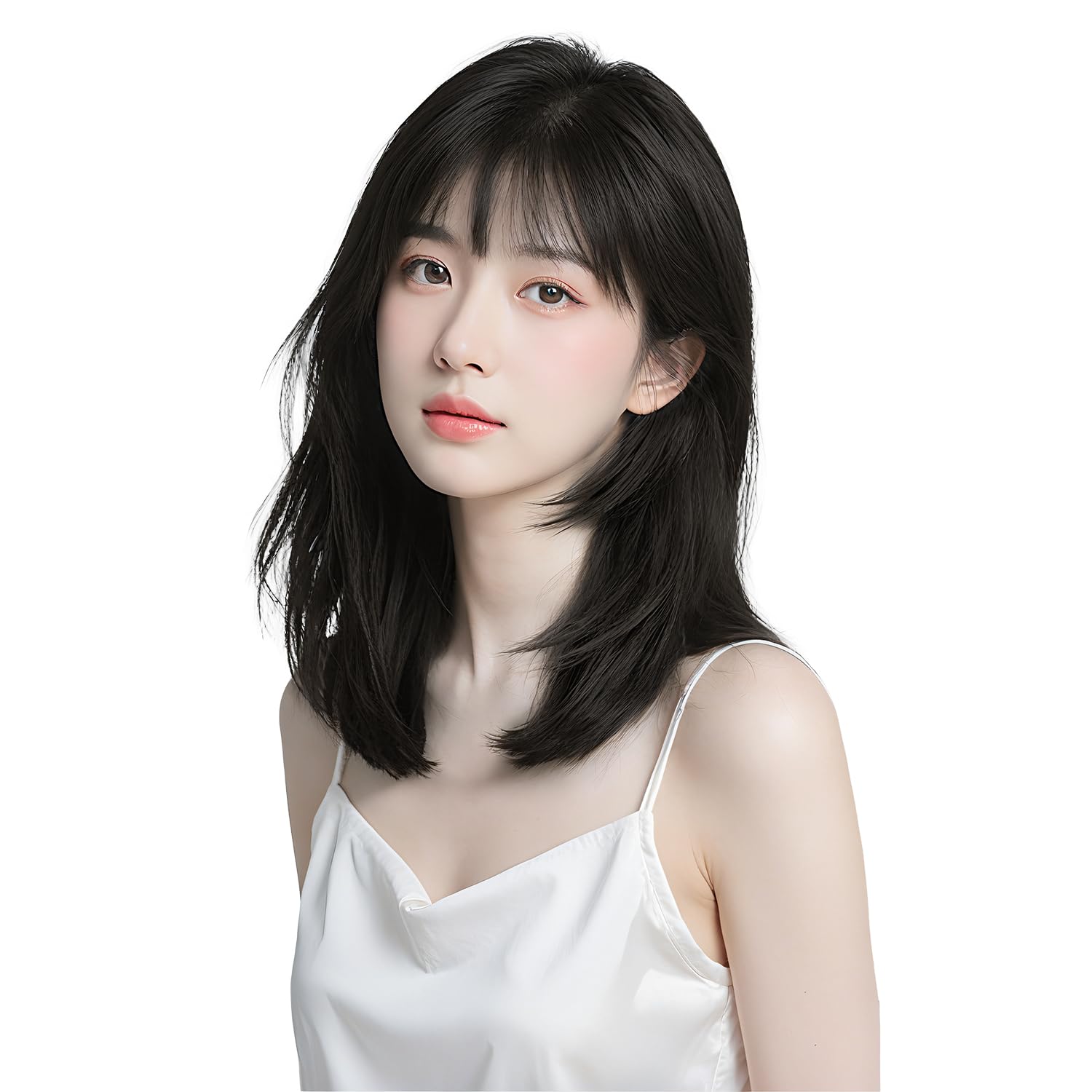 

Sofeiyan Medium Full Everyday Small Included Wig, Medium, Length, Black, Layered, Wig, Cosplay, Use, Natural, Undetectable, Women s, Face, Popular,