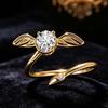 Golden Snitch Rotatable Winged Open Ring - Artistic Copper Gilded Design
