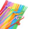 100Pcs Disposable Plastic Straws Colorful Party Events Drinking Straws Flexible Straws Stirrers Tube Straw Bar Accessories