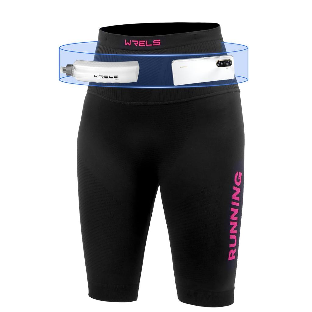 WRELS Running Short Sports Summer Training Half Yoga Stretch Women's Tights, Leggings, Pants, Pants, Multi-Pocket Pants, Sportswear, Moisture-Wicking,