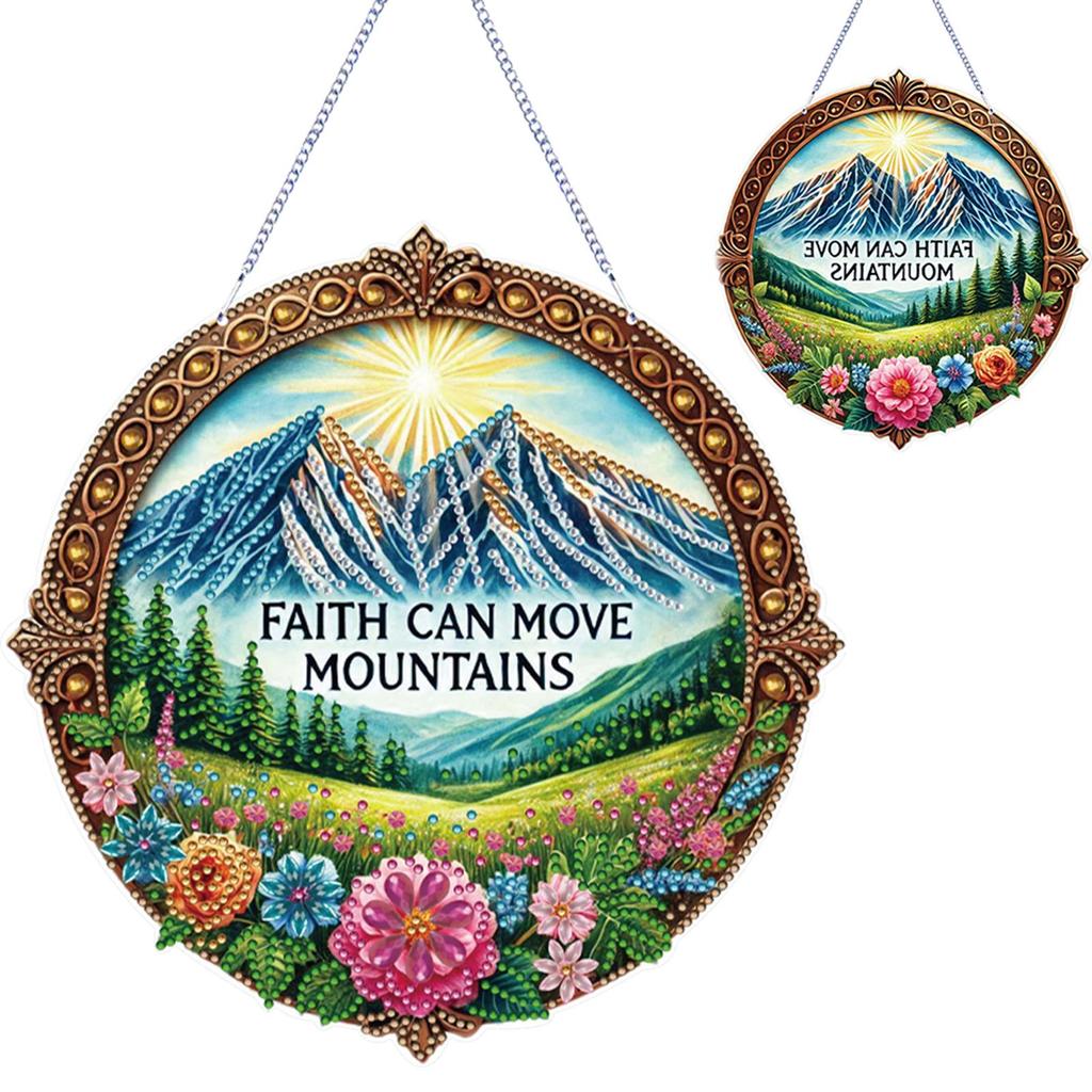 5D DIY Diamantmalerei Punkte Anhänger Doppelseitiger Druck Strassstein Diamantkunst Fensteranhänger für Gartenfenster Dekoration