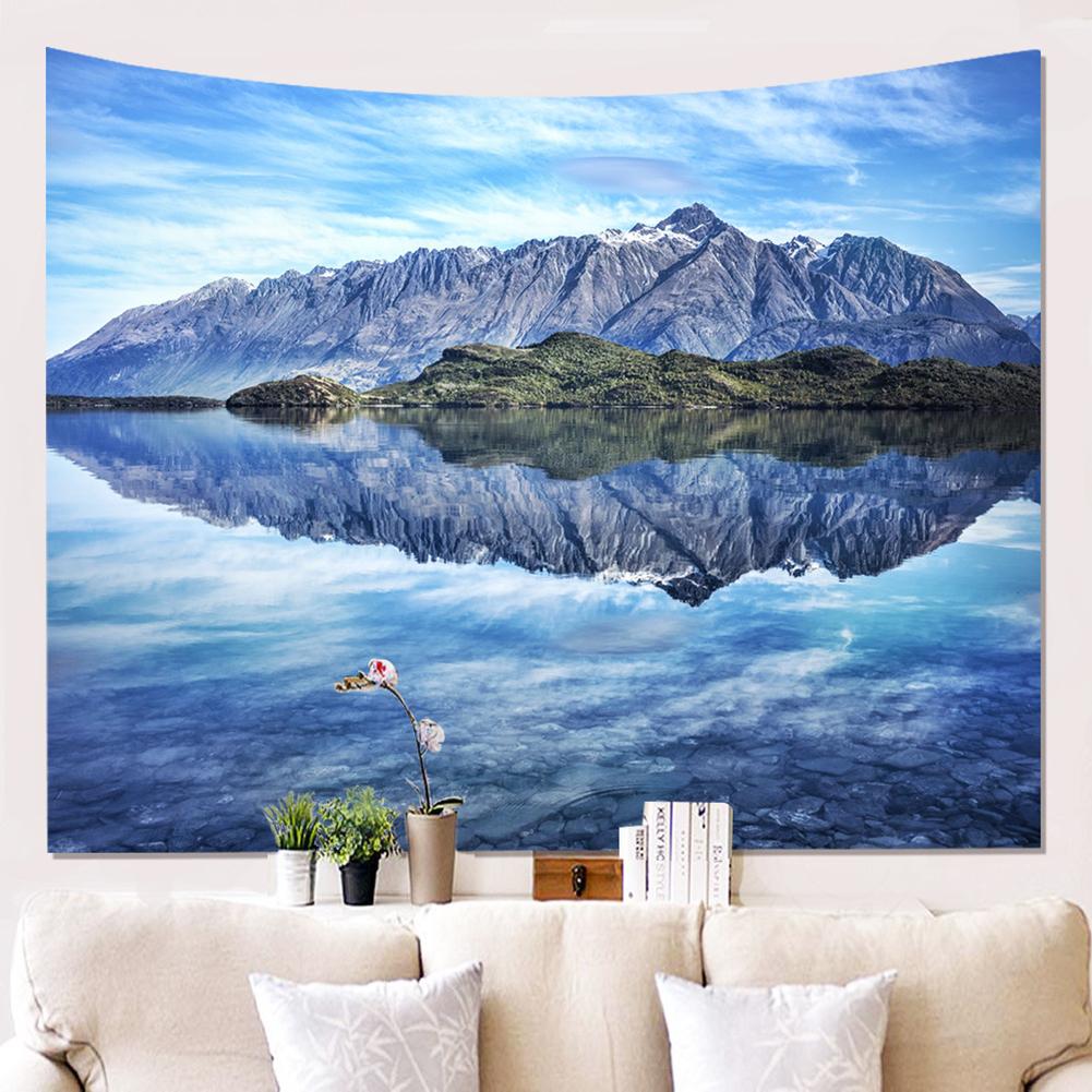 Natural Landscape Series Printed Tapestry Mountain Water Tree Background Painting Wall Decoration Blanket Tablecloths Beach Towels