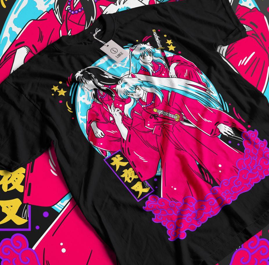 Retro Anime and Manga Tshirt Patterned Tshirt for Men Women Summer Pure Cotton Loose and Fashionable Round Neck Casual Top