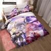 Genshin Impact Gioco Anime Copripiumino 3 Pezzi Copripiumino Letto Copripiumino Letto Matrimoniale King Biancheria per la Casa Ragazzi Adulti
