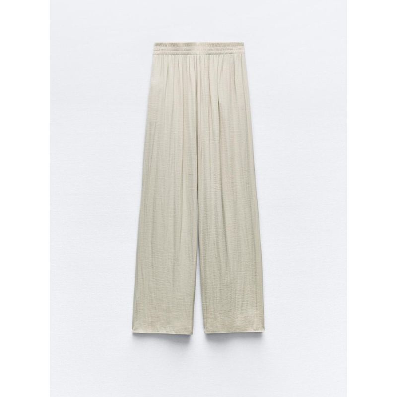 Za2024 Summer New Product Women's Clothes High Waist Slim Looking Drape Casual Straight-Leg Stretch Waist Wide Leg Pants 9929049