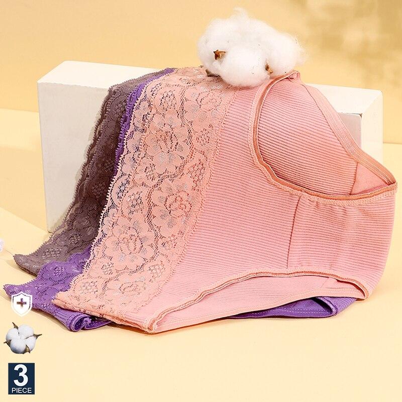 

3ШТ / Комплект Сексуальные Миди Кружева Талия Кружева Хлопок Женщины Бедра Лифт Нижнее белье Женщина Нижнее белье Сексуальные Женские трусы Девушки Трусы