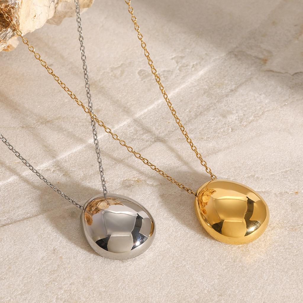 European and American Stainless Steel Simple Round Pendant Necklace Commuter Neck Chain Versatile Accessories