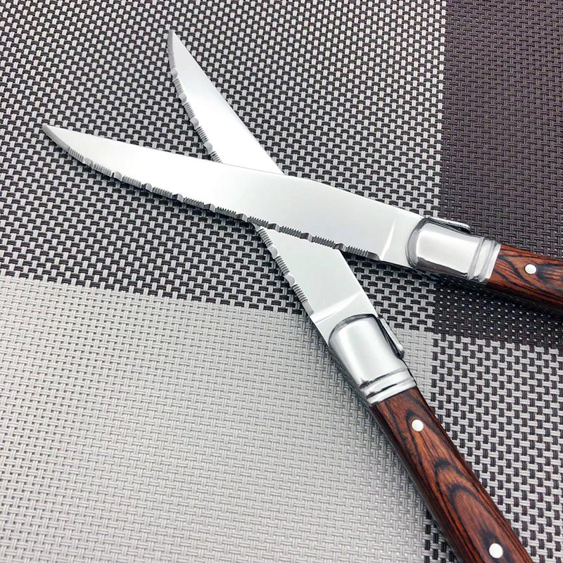 Cuțite de friptură din oțel inoxidabil în stil Laguiole Tacâmuri japoneze din lemn Cuțit de cină Tacâmuri Restaurant Tacâmuri 2/4/6/10 buc