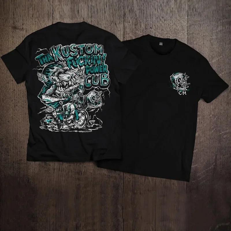 New Large-sized Short Sleeved Pure Cotton T-shirt for Men and Women Rock American Retro Harley Motorcycle Printed Loose T-shirt