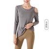 Ningbo restart ribbed off-shoulder long-sleeved yoga blouse women's autumn light and thin sports top loose running fitness clothes