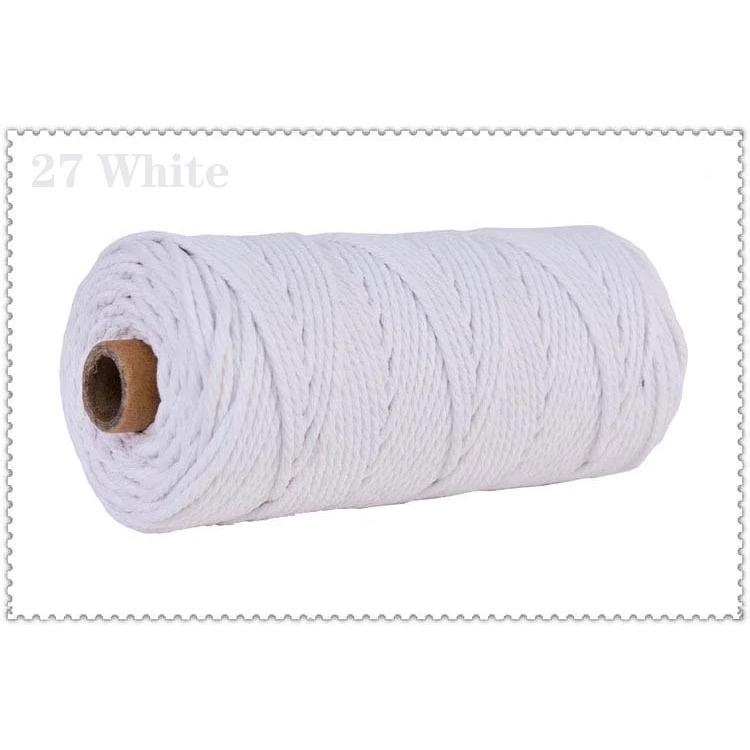 3mm 100% Cotton Cord Colorful Handmade Rope Twisted Macrame String DIY Home Wedding Decoration Supply Film Packaging 100m