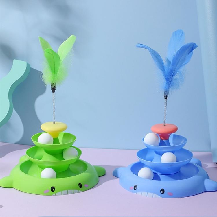 Interactive Cat Toy 3 Level Tower Turntable Ball Track Toy with 3pcs Ball