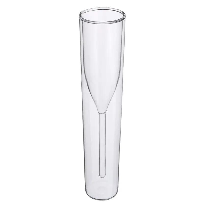 Double Wall Champagne Glasses - Elegant Crystal-Design Tulip & Flute Cups for Weddings, Cocktails & Toast, Shatter-Resistant