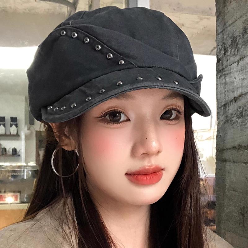 Vintage Punk Style Personalized Rivet Berets for Women Spring and Autumn Street Trend Versatile Niche Y2K Newsboy Hats Men