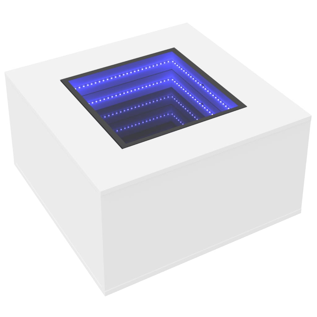 Stolik Kawowy Z Led, Biały, 60X60X40 Cm