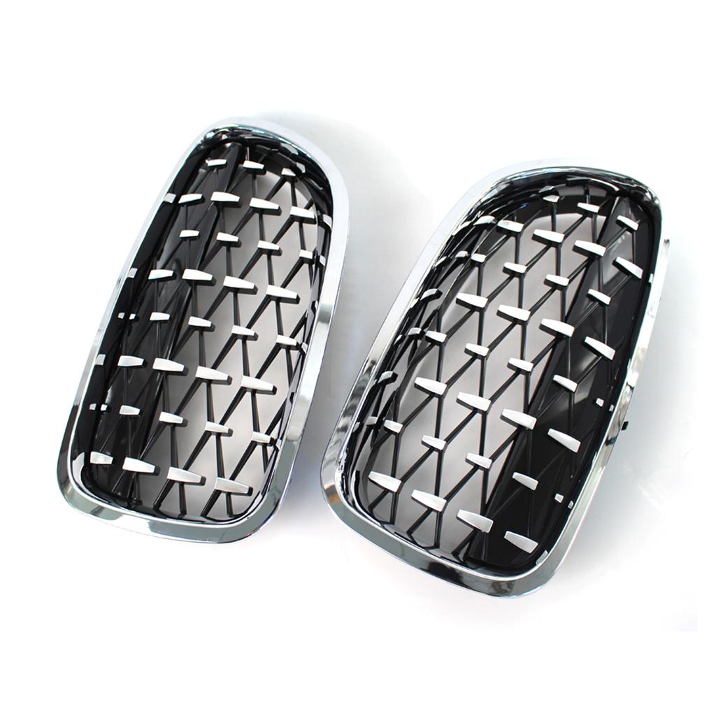 2PCS Car Front Bumper Grills Diamond Style Kidney Grilles Racing Grill For BMW 5 Series F10 F11 F18 M5 528i 530i 535i