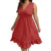 New European and American style large size polka dot dress V-neck sleeveless waist thin summer fashion dress