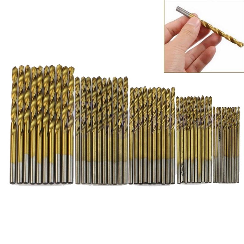 High Durability 50pcs Titanium Coated Hss High Speed Steel Drill Bit Set For Versatile Applications