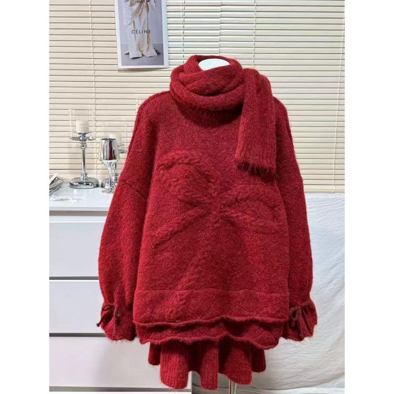 

Autumn & Winter Maternity Three-Piece Set: Loose Top, Adjustable Skirt, Scarf L