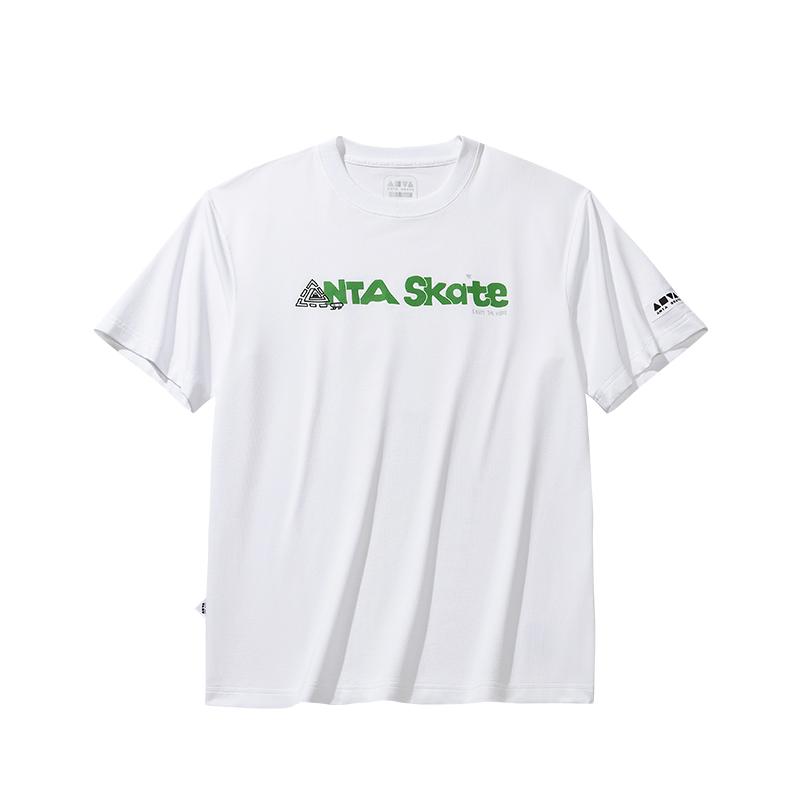 Anta Comfortable Breathable Loose Fit Simple Style T-Shirt Unisex tops Snow-White 172628109-4 M