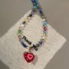 Red Love Coloured Glaze Bead Necklace Hawaii Beach Necklace Suitable for Ladies