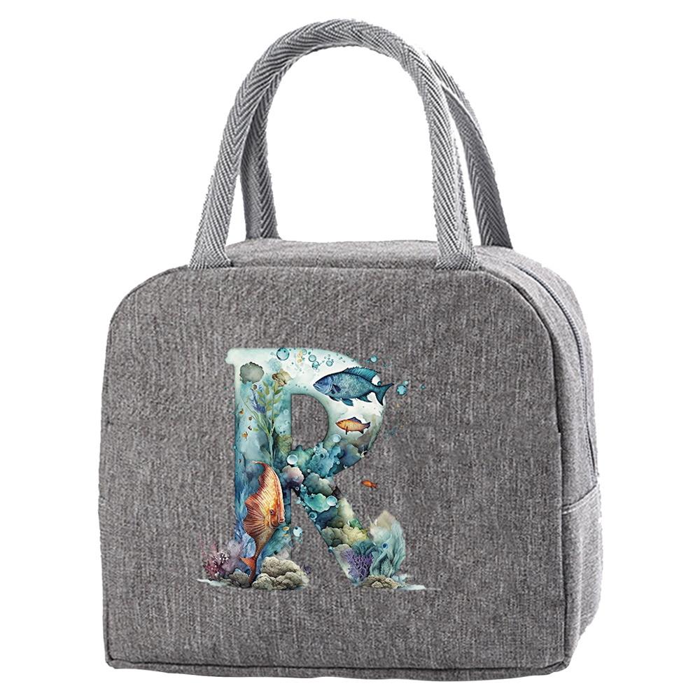 Wasserdichte Oxford Reißverschluss Isolierte Lunchtasche Tragbar Lebensmittelisolierung für Erwachsene Reisen Fisch Buchstaben Druck Box Picknick
