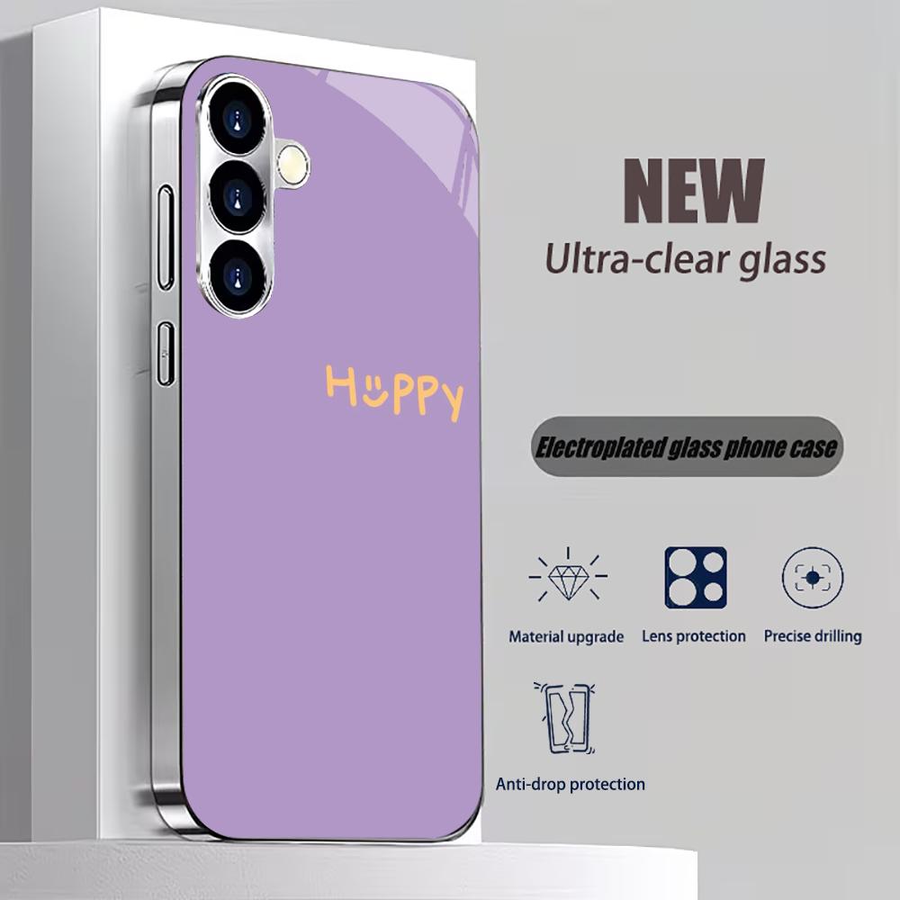 Simplified color electroplated glass phone case suitable for Samsung Galaxy S26 S25 S24 S23 S22 S20 FE/Ultra/Plus anti drop