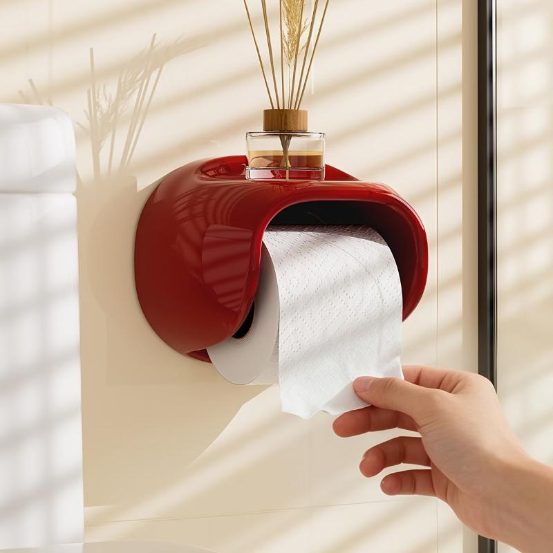Storage Rack No Punching Bathroom Roll Holder Waterproof Wall Mounted Toilet Tissue Box Vintage Plastic Roll Paper Tube Restroom
