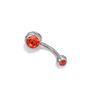 Colorful Double Head Glass Belly Button Ring - Trendy Stainless Steel Summer Style