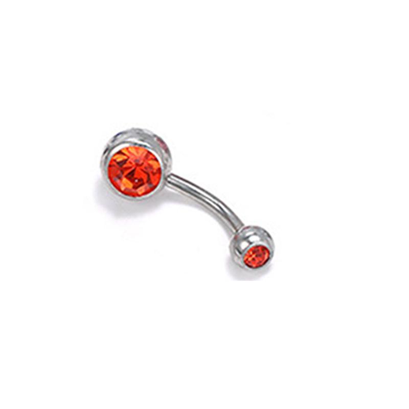 Colorful Double Head Glass Belly Button Ring - Trendy Stainless Steel Summer Style