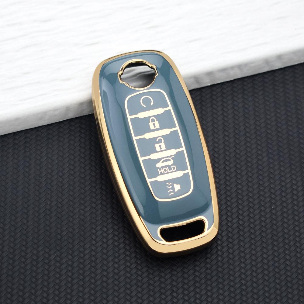 

TPU Key Fob Cover for Nissan Rogue Kicks Pathfinder Qashqai J12 Ariya Altima Premium 5 Buttons Soft Key Case Holder Accessories