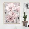 Modern Pink Floral Digital Oil Painting for Living Room Decoration
