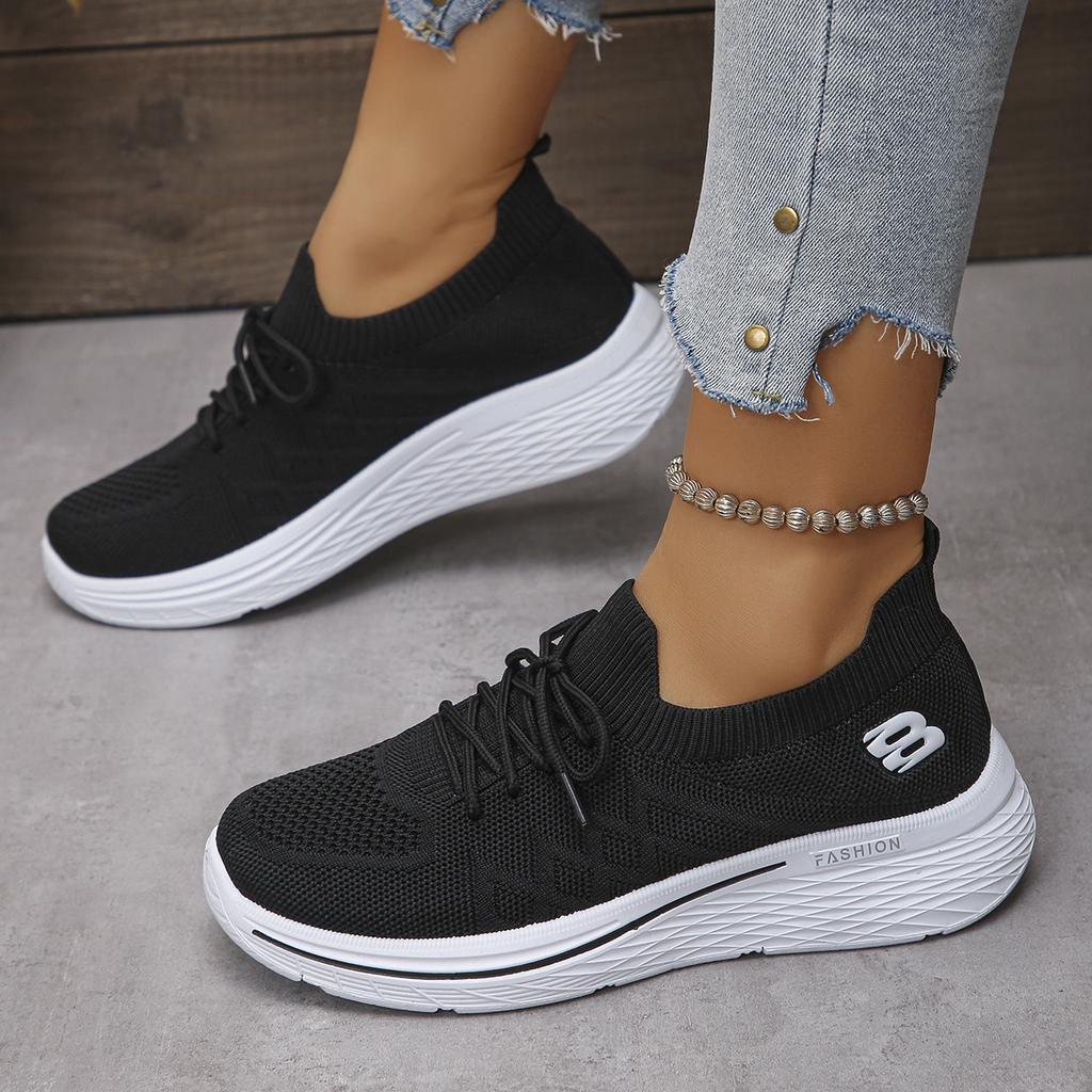 Fashion Cool Breathable Lace Up Mesh Sneakers Women Autumn Soft Wedge Heel Thick Bottom Sneakers Comfort Non Slip Light Running Shoes