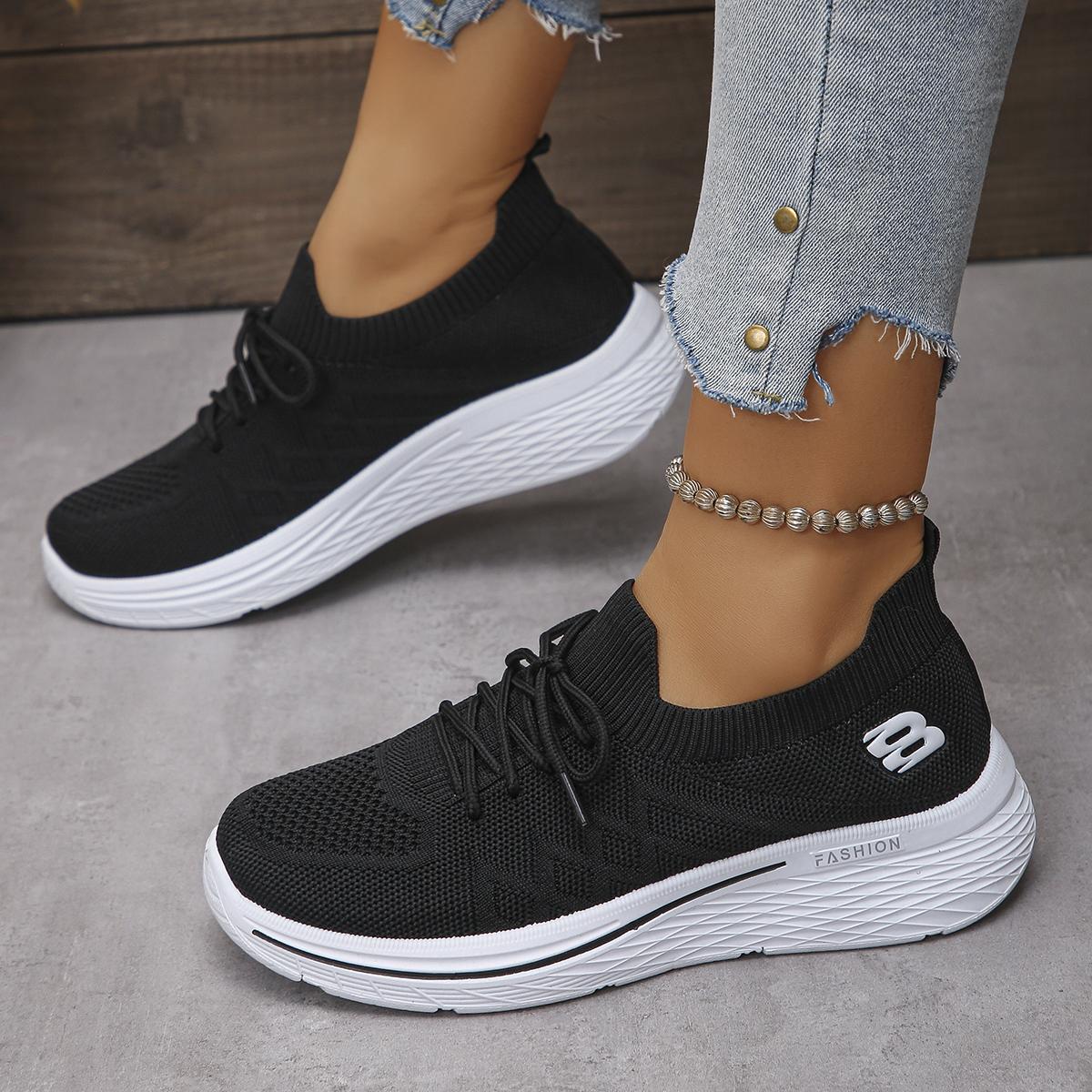 

Cool Breathable Lace Up Mesh Sneakers Women Autumn Soft Wedge Heel Thick Bottom Sneakers Comfort Non Slip Light Running Shoes 41 чёрный
