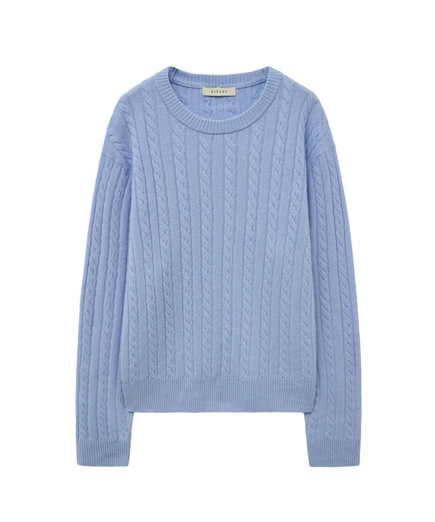 Siyajyu Sikn2153 Palette Wool Cable Knit_Powder Blue
