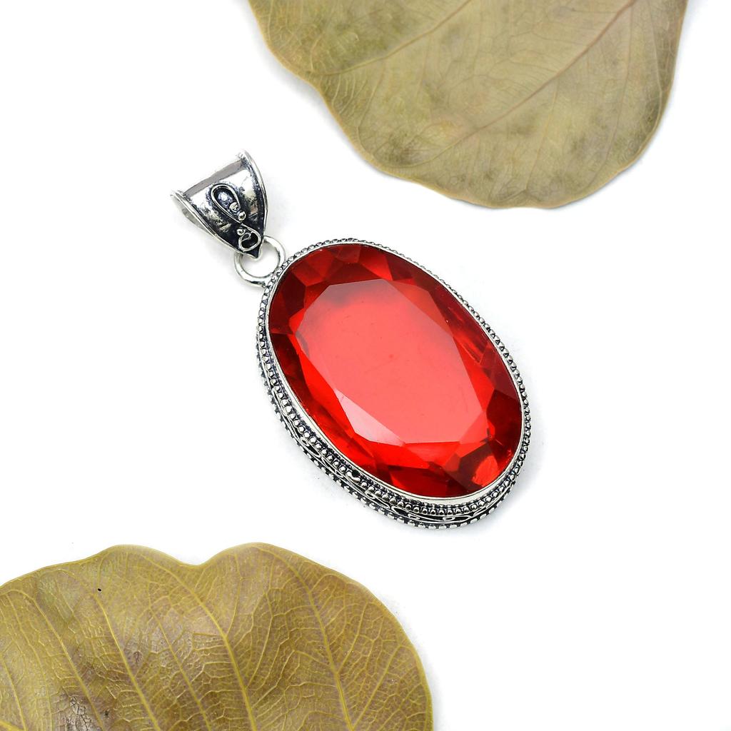Granat Edelstein Anhänger : 925er Sterlingsilber Handgefertigter Schmuck Anhänger