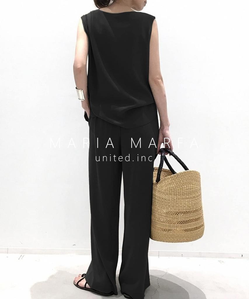 Maria Marfa Summer Beautiful Top and Solid Dry Korean Top and Sewn Top Easy to Plus Perfect for Remote Women's Two-Piece Set, Pants, Color, Simple,