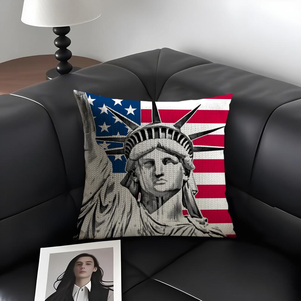 The USA Fashion Cushion Cover Natural Linen Organic Fabric DoubleSided Printing Sofa Home Decor Gift Pillow Case