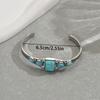 Retro style women's opening adjustable bracelet geometric inlaid turquoise pattern design bracelet jewelry women